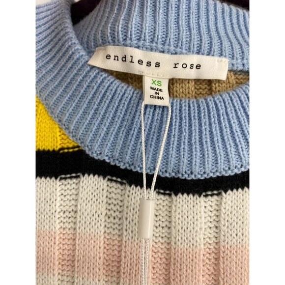 Endless Rose Ribbed Knit Maxi Dress XS Acrylic & Cotton Multicolored New - Picture 4 of 7